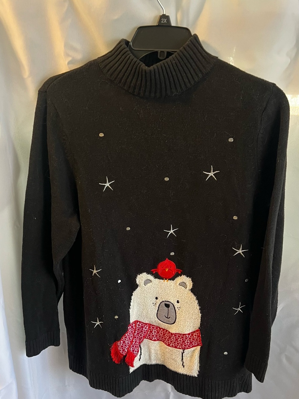 CJ Banks Black Knit Sweater with Neutral Label